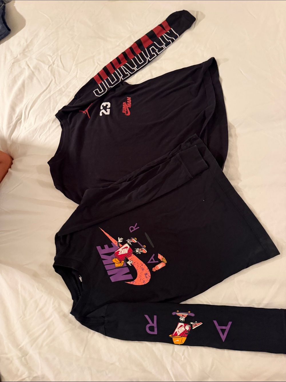 Nike & Jordan Black Long-Sleeve Graphic Tees